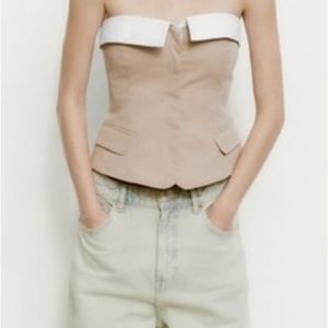 Zara strapless gabardine top NWT